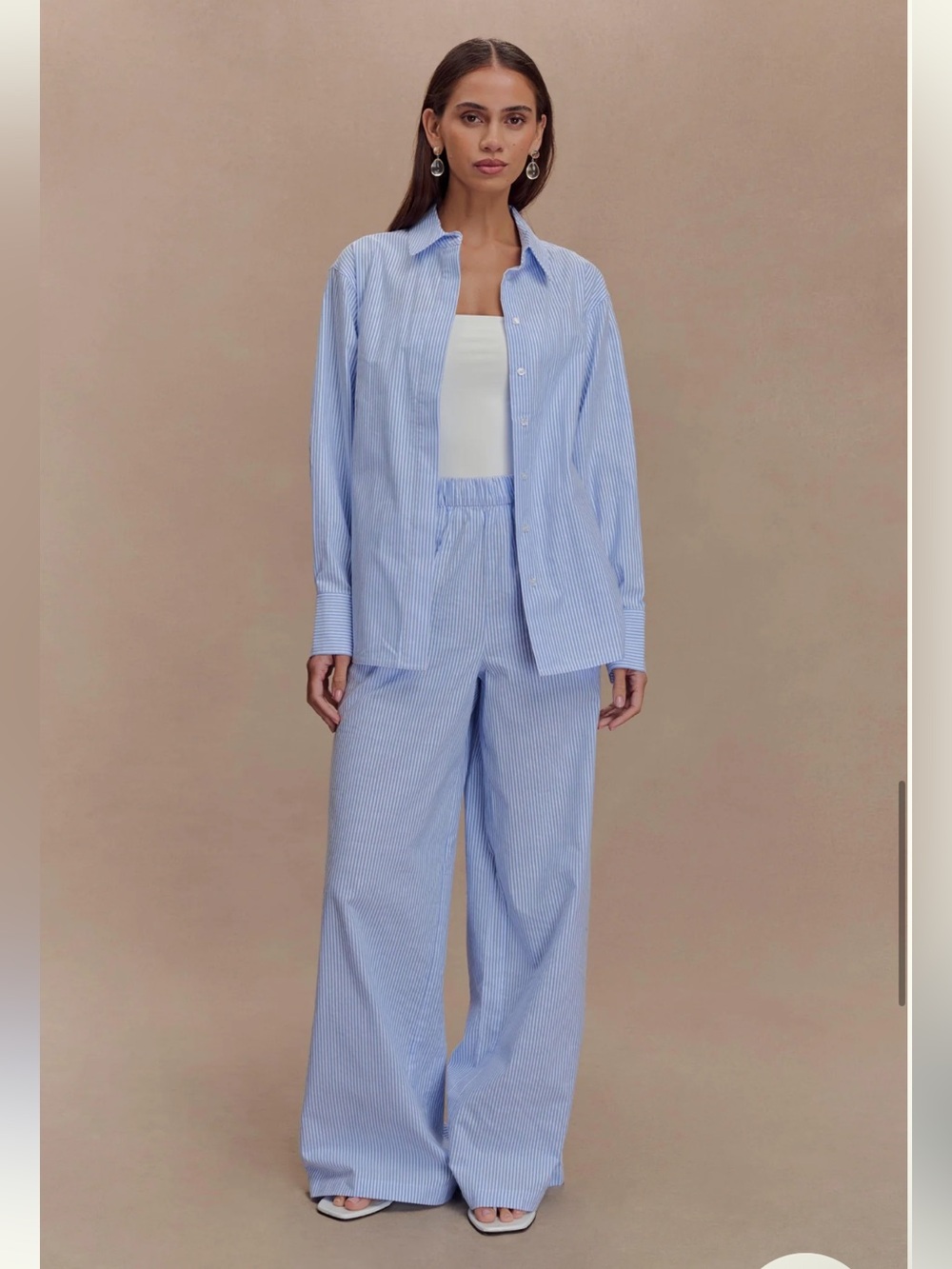 meshki button up shirt and pants striped set